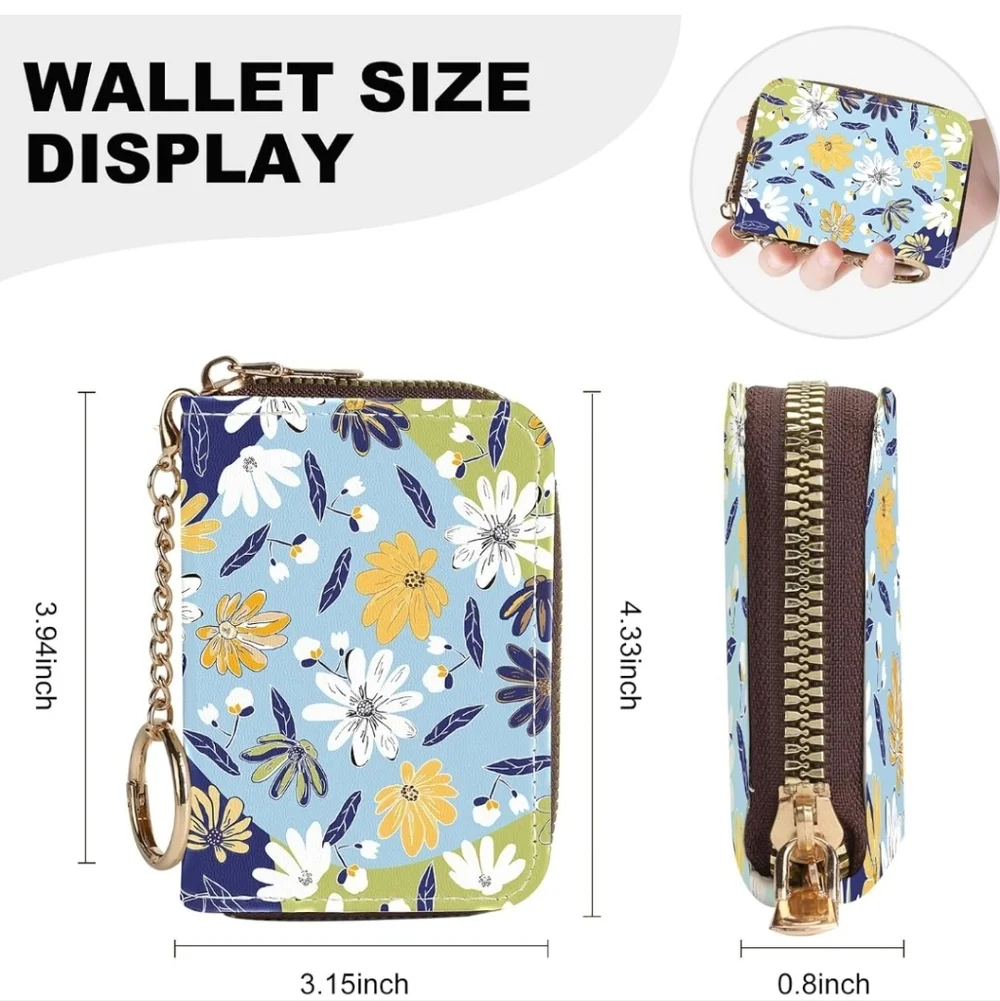 Floral Zipper Wallet with Keychain